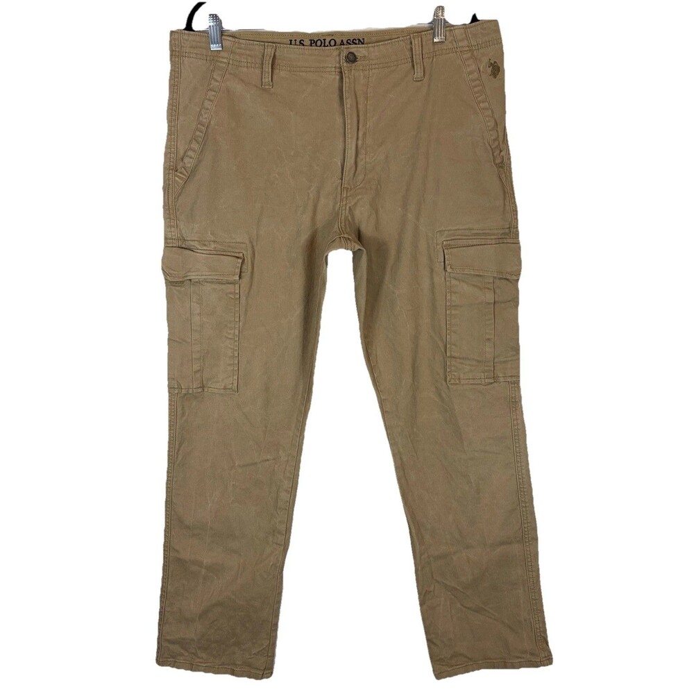 Vintage Y2K Cargo Pants US Polo Association Tan Khaki Men’s 36x30 Distressed